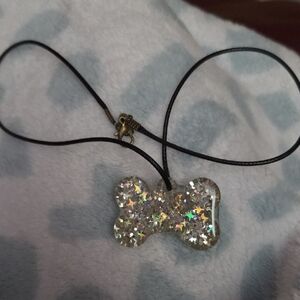 Sparkling Bone Pendant Necklace Handmade Resin